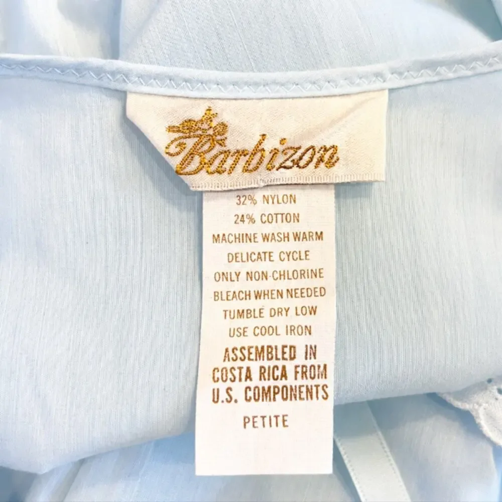 Barbizon Womens Blue Embroidered Vintage Nightgown Nightie Petite Small NWT
